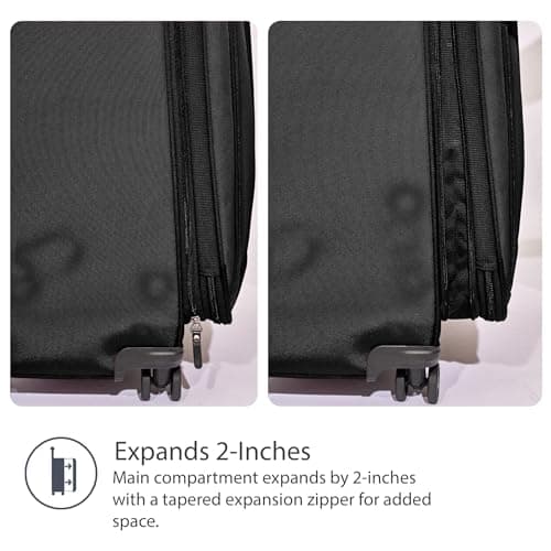 Travelpro Tourlite Softside 21" Expandable Luggage with 4 Spinner Wheels, Lightweight Suitcase, Carry-On, Black 6