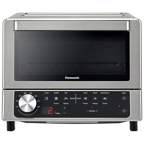 Panasonic FlashXpress Toaster Oven Countertop, Compact 4 Slice Toaster Oven w/Double Infrared Heating, PFAS-free, 6 Auto Cook Options & Precise Temperature Control, 1300W - NB-G200P (Stainless Steel)