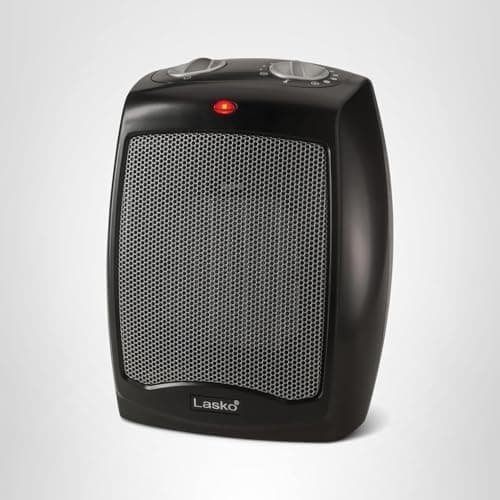 Lasko CD09250 Ceramic Adjustable Thermostat Tabletop or Under-Desk Heater, 9 Inches High, Black 10