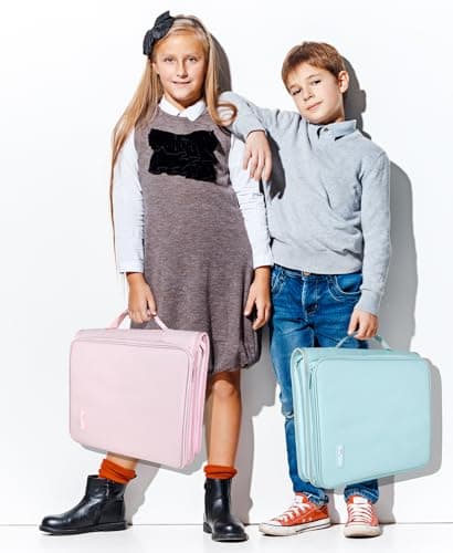 SUNEE Zippered Binder Bag with Handle, 2-Inch 3-Ring O-Ring, 500-Sheet Capacity, Includes Zip Pocket, 5-Tab Expanding File Folder, Multi-Pocket Organizer Binder Suitable for Middle School, Blue 6