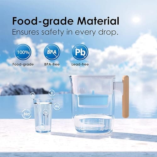 Waterdrop Alkaline Chubby 10-Cup Large Water Filter Pitcher with 1 Filter, Healthy, Clean & Toxin-Free Mineralized Alkaline Water (100 Gallons), Up to PH 9.5, BPA Free 8