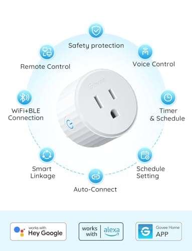 Govee Smart Plug, WiFi Plugs Work with Alexa & Google Assistant, Smart Outlet with Timer & Group Controller, WiFi Outlet for Home, No Hub Required, ETL & FCC Certified, 2.4G WiFi Only, 4 Pack 7