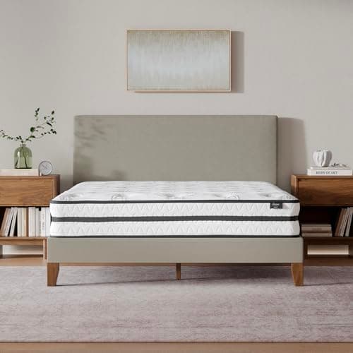 Signature Design by Ashley Full Size Chime 10 Inch Medium Firm Hybrid Mattress with Cooling Gel Memory Foam for Pressure Relief, Fiberglass Free, Mattress In A Box