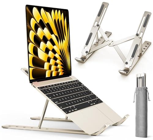ivoler Laptop Stand, Laptop Holder Riser Computer Tablet Stand, 6 Angles Adjustable Aluminum Ergonomic Foldable Portable Desktop Holder Compatible with MacBook,iPad, HP, Dell10-15.6” Starlight