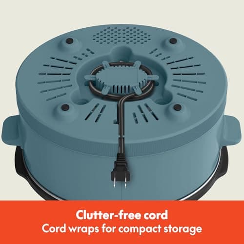 bella 6.0 Qt Manual Slow Cooker, Ceramic Nonstick Coating, 3 Temperature Settings, Dishwasher Safe Stoneware Pot and Tempered Glass Lid, Cool Touch Handles & Tangle Free Cord Wrap, Surf 7