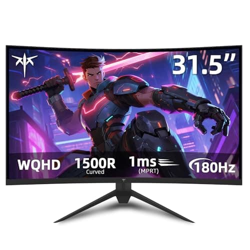 KTC 32 inch Curved Gaming Monitor, 180Hz 1ms MPRT, 2K 1440P 144Hz Monitor, 1500R HVA Display, FreeSync Premium, HDR, 120% sRGB, DisplayPort/HDMI/USB, Vesa Support 3.9x3.9'', PC Moniter for Gamers