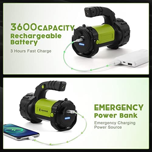 AlpsWolf Camping Lantern Rechargeable, LED Flashlight Spotlight Lantern with 800LM, 3600 mAh, Strap Included Portable Bright Camping Light for Emergency, Outdoor Hiking, Power Outages 6