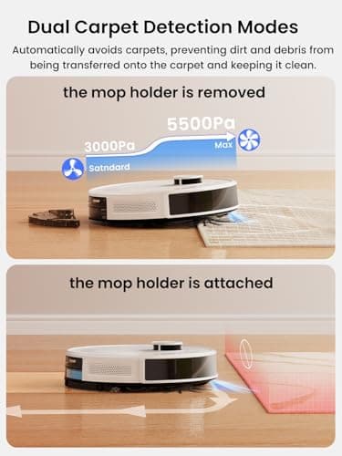 Lefant LiDAR Robot Vacuum and Mop, 90-Day Self-Emptying, 190° PSD Obstacle Avoidance, Customized Cleaning, Multi-Floor Mapping, 5500Pa Strong Suction, 140 Min Runtime, WiFi/Alexa/APP/iWatch, M2 Pro 7