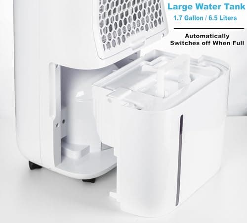 Nyxi 4,500 Sqft / 50 Pints Compressor Dehumidifier, Smart Digital Humidity Control, XL Water Tank 1.7 Gallon, Drain Hose Option, 24-Hour Timer, Removes Moisture for Home, Laundry, Office 8