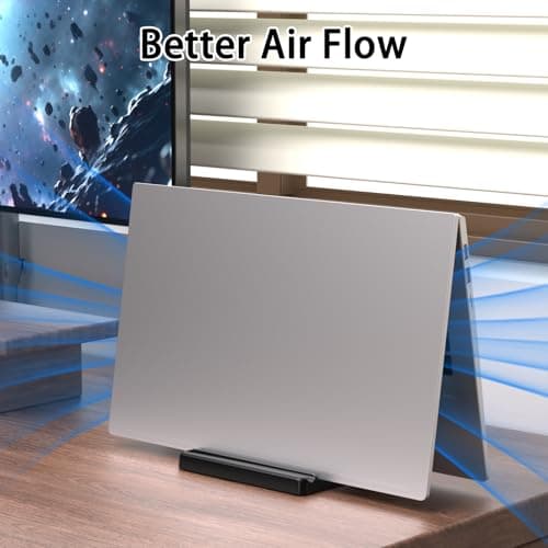 Vertical Laptop Stand Holder - Adjustable ABS Plastic Desktop Management Notebook Dock, Space-Saving 3 in 1 Compatible with All MacBook Pro Air, Mac, HP, Dell, Microsoft Surface (Black-1 Slot Version) 6