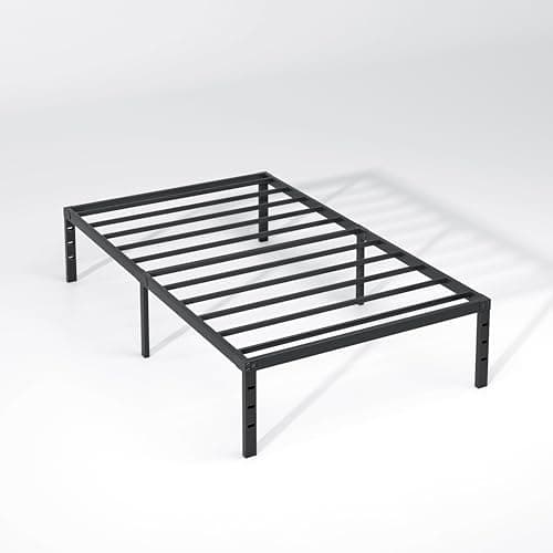 NEW JETO Metal Bed Frame,Twin Size Bed Frame with Storage Space,Heavy Duty Sturdy Mattress Foundation,Easy Assembly,No Box Spring Needed, Black,14 Inch,Twin 9
