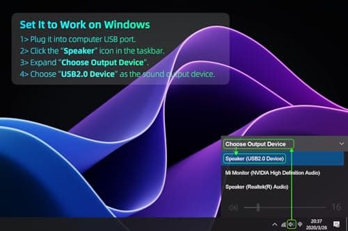 Computer Speakers for Desktop PC Monitor, USB Plug-in, Wired, Computer Soundbar for PC, Laptop Speakers with Adaptive-Channel-Switching, Loud Sound, Deep Bass, USB C Adapter, Easy to Clip on Monitor 8
