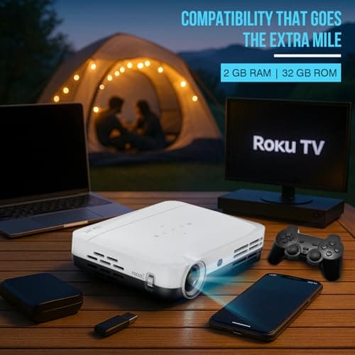 Boss S7 4K Projector – 7000 Lumens, 3D Android Smart Projector - 3840x2160 Resolution, Free Projector Screen, Free mount, 300" Display, Bluetooth & Wi-Fi – Home Theater 6