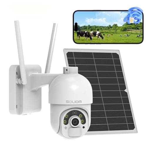 SOLIOM 4G LTE Cellular Security Camera Outdoor, No WiFi Solar Powered Camera, Pan Tilt 360° View Surveillance 2K Spotlight Color Night Vision, 2 Way Talk, PIR Motion Sensor, with SIM Card