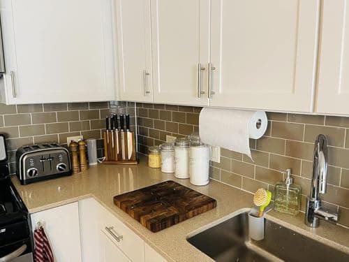 UREZORGEAR 2nd Gen Paper Towel Holder Under Cabinet No Drilling, [More Sturdy] Self Adhesive or Drilling Paper Towel Holder Wall Mount for Kitchen,RV [Fit Mega Paper Towel Roll] SUS304 Stainless Steel 9