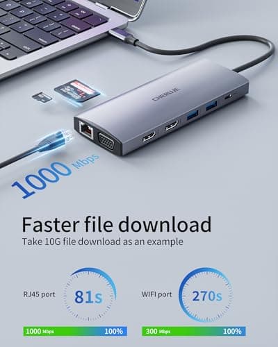 Docking Station Dual Monitors for Windows Laptop, 13-in-1 USB C Docking Station with Dual HDMI 4K, 1 VGA, 5 USB-A, 100W PD, Ethernet, SD/TF, USB Hub for Dell XPS/HP/Lenovo/Surface 5