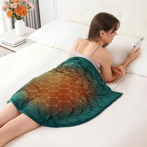 Kaisa Weighted Heating Blanket 5 lbs, 26" x 35" Large Size Heating Pad for Back Shoulder Abdomen, Soft Electric Weighted Heated Blankets, Green