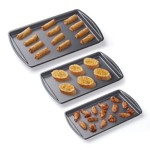 Nifty Cookie & Baking Sheets (Set of 3) – Non-Stick Coated Steel, Dishwasher Safe, Oven Safe up to 450 Degrees, includes Large/Med/Small Pans 7