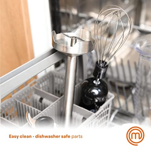 MasterChef Immersion Blender Handheld with Electric Whisk & Milk Frother Attachments, Hand Held Stainless Steel Stick Emulsifier for Making Baby Food, Soup, Puree, Cake, Cappuccino, Latte etc, 400W 6