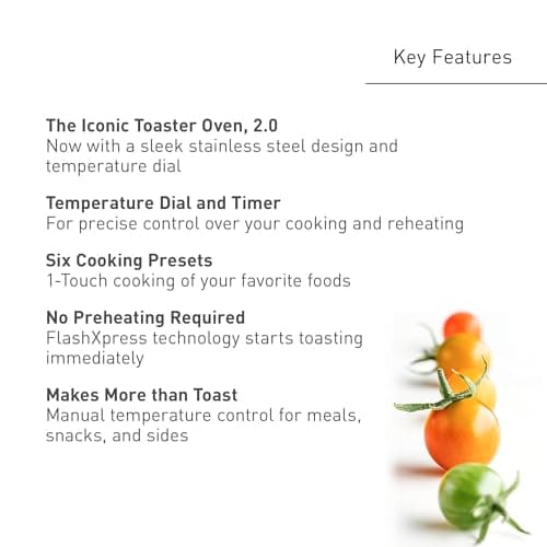 Panasonic FlashXpress Toaster Oven Countertop, Compact 4 Slice Toaster Oven w/Double Infrared Heating, PFAS-free, 6 Auto Cook Options & Precise Temperature Control, 1300W - NB-G200P (Stainless Steel) 2