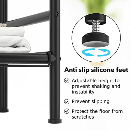 Pickpiff Free-Standing Towel Rack, 3-Tier Blanket Rack Stand with Storage Platform, Free-Standing Metal Towel Holder and Drying Shelf, Washcloths Holder, Bathroom Storage Organizer 5