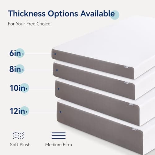 Amazon Basics Breathable Memory Foam Mattress, Soft Plush Feel, 12 Inch, Full, White/Grey 10