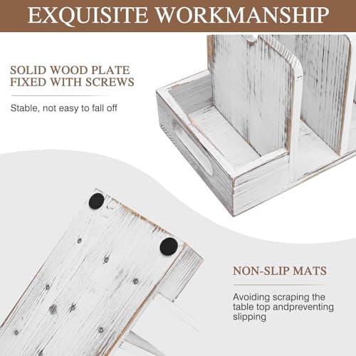 Napkin Holder for Table,Wood Standing Napkin Holder for Kitchen Table,Paper Napkin Storage for Centerpiece,Farmhouse Table Decor,White 7