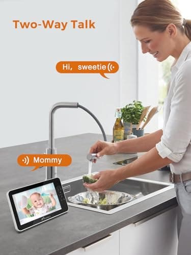 7" Large Split Baby Monitor with 2 HD Cameras and Audio, 1080P HD Video Baby Monitor No WiFi, 30hr Battery,Hack Proof, Remote Control,VOX Mode, Auto Night Vision, Built in Lullabies n White Noise 7