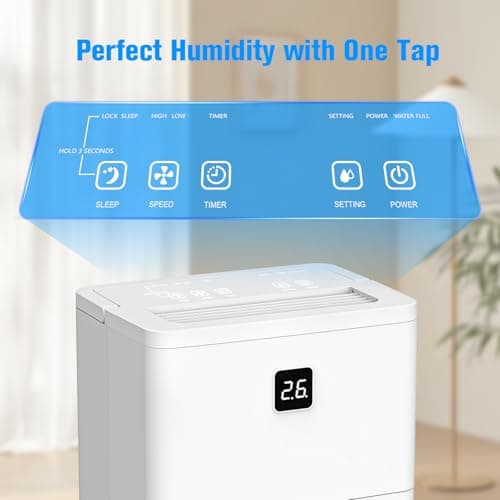 25 Pint Dehumidifier for Basement, Up to 3000 Sq.Ft, Quiet Dehumidifier with Drain Hose, Humidity Control, 24H Timer, Ideal for Bedroom, Bathroom, Room 6