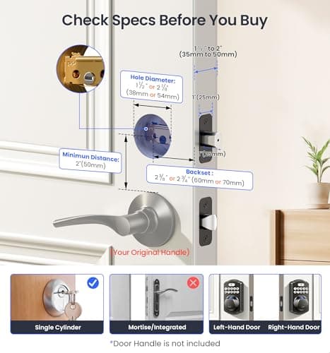 Veise VE012W Built-in WiFi Fingerprint Smart Lock, App Remote Control, Compatible with Alexa & Google Assistant, Keyless Entry for Front Door, Digital Keypad Deadbolt, Auto Lock, Matte Black 11