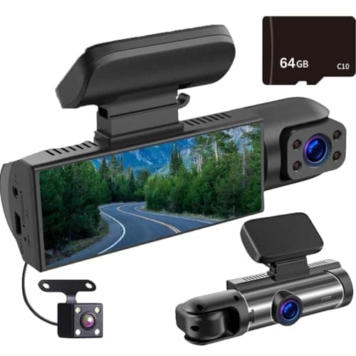 64GB Dash Cam,1080p Wide-Angle Dash Camera Front and Rear,Wireless Dashs Cam with Night Vision Built-in Wireless Wi-Fi Easy Installation (Front + Rear)