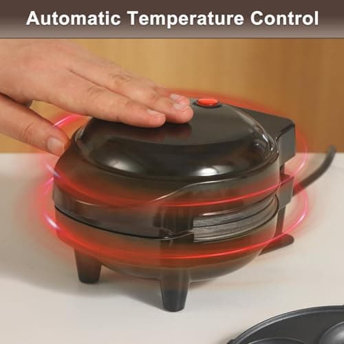 UVFAST Mini Waffles Maker with 6 Removable Plates, 3 in 1 Small Waffle Maker Mini- Waffle, Heart Waffle, Donut, 4.5" Non Stick Waffle Iron for Kids and Families, Black 6