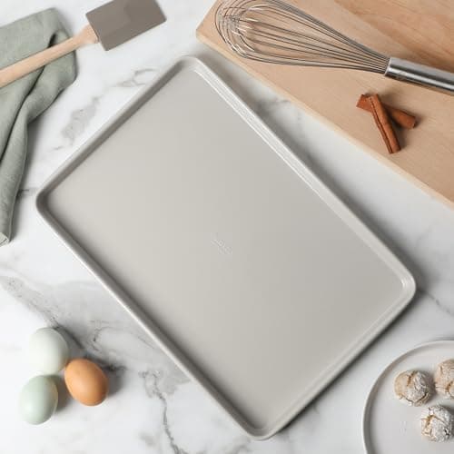 Martha Stewart Gallen 15 x 10 Inch Nonstick Carbon Steel Cookie Sheet – Cool Grey, Durable Bakeware for Even Baking and Easy Cleanup 8