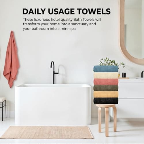 QUBA LINEN Hotel & Spa 100% Cotton Bath Towels Pack of 6, Ultra Soft, Quick Dry, Lightweight, Highly Absorbent, Perfect for Shower, Spa, Gym, Pool, Hotel, Resort & Daily Use (Multi-Color - 24" x 48") 5
