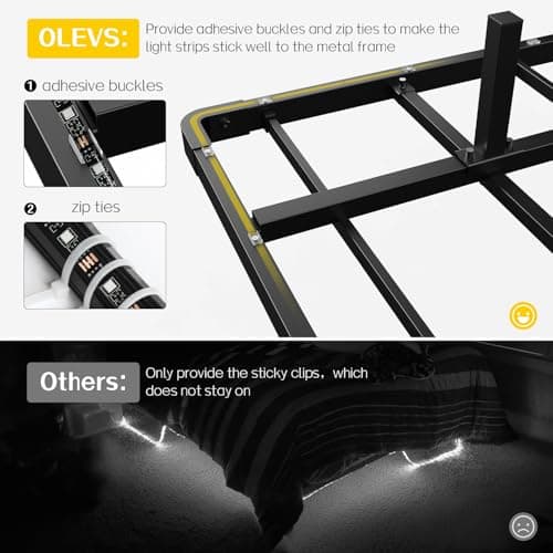 OLEVS Floating Bed Frame Full Size with Smart LED Lights and Charging Station - Modern Metal Platform Bed, Easy Assembly No Box Spring Needed 7
