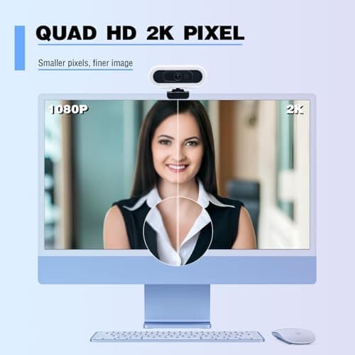 Svcouok W4 2K Autofocus Webcam with Dual Mics & LED Light, 1080P 60fps/2K 50fps, USB Streaming Camera for PC, Laptop, Switch 2, Desktop - Plug and Play 5