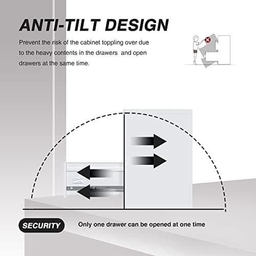 Reemoon Metal File Cabinet with Lock, Drawers Vertical Filing Stoage Cabinets for Home Office, Small and Narrow Filing Cabinet for Hanging Letter/Legal/A4 Folders (White, 2 Drawers) (ZKWJG) 5