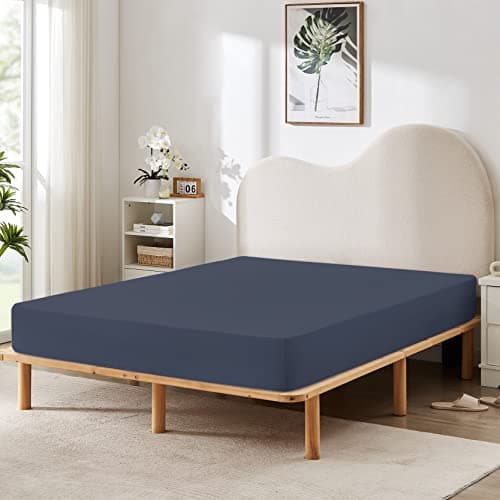 HBHLFZ King Fitted Sheet Only, Soft Breathable Bottom Sheet - 78"x80" Deep Pockets King Size Fitted Sheet - All Around Stretch Fit, Wrinkle Resistant, Colorfast - Easy Care, Navy