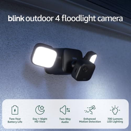 Blink Outdoor 4 Floodlight Camera — Wireless smart security camera, 700 lumens, two-year battery life, enhanced motion detection, Sync Module Core included — 1 camera system 6
