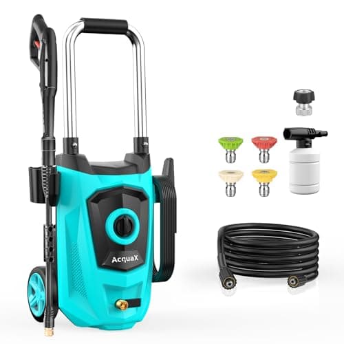 AcquaX Pressure Washer, Power Washer with 4 Quick Connect Nozzles, 35FT Power Cord, 20FT Hose, Foam Cannon for Cars/Patios/Diverway/Fences