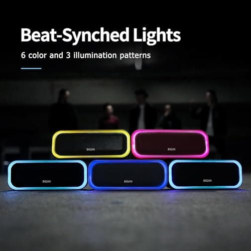 DOSS SoundBox Pro Bluetooth Speaker, 20W Stereo Sound, Active Extra Bass, 20H Playtime, Multi-Colors Lights, TWS Pairing, IPX6 Waterproof for Garden, Hiking, Camping, Outdoor, Party-Black 8