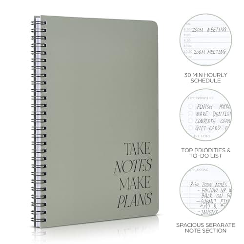 Beautiful Daily Planner And Notebook With Hourly Schedule - Aesthetic Spiral To do List Notepad to Easily Organize Your Work Tasks And Appointments - The Perfect Office Supplies For Women 8