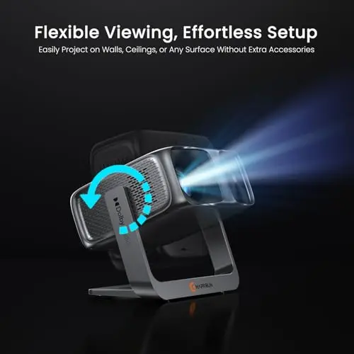 2000 ANSI Official Licensed Google TV Outdoor Projector 4K Decoding, Smart Projector with Wifi and Bluetooth, Auto Focus, Dolby Sound, Built-in Apps, HAPPRUN Indoor Home Theater with 270° Stand 6