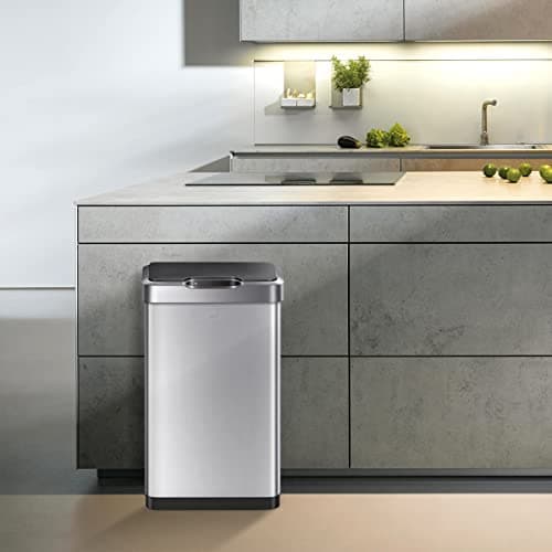 EKO Mirage-T 50 Liter / 13.2 Gallon Touchless Rectangular Motion Sensor Trash Can, Brushed Stainless Steel Finish 6
