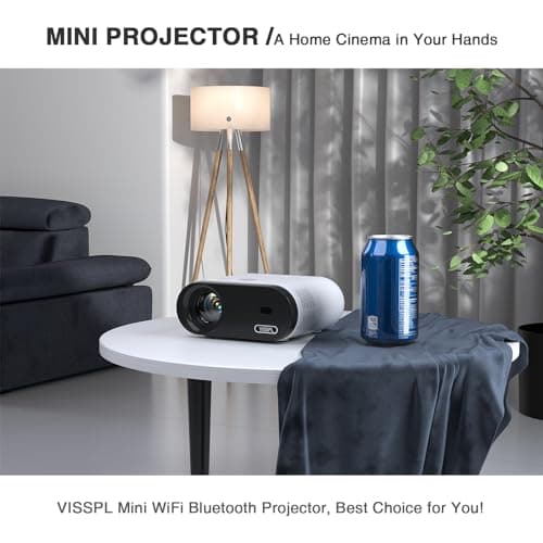 Mini Projector with WiFi and Bluetooth, VISSPL Full HD 1080P Projector, Portable Outdoor Projector with Tripod, Home Theater Movie Phone Projector Compatible with Android/iOS/Windows/TV Stick/HDMI/USB 5