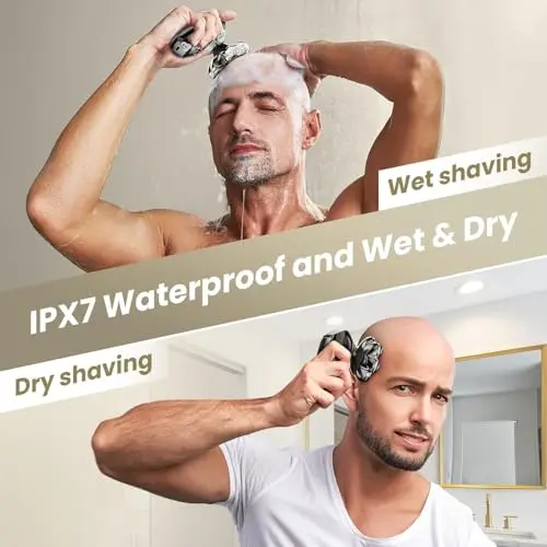 SHPAVVER 7D Head Shavers for Bald Men, Detachable Head Shaver LED Display Dry Wet Bald Razor, IPX7 Waterproof Electric Razor with Type-C Charge 5