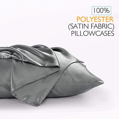 Vonty 2Pcs Standard Satin Pillowcases - 20x26 Pillow Cases, Grey Pillow Cases for Skin Friendly and Hair Protection - Cooling & Silky Satin Pillow Covers with Envelop Closure 5
