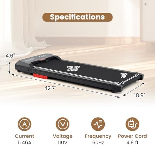 Goplus Walking Pad, 2.5HP 340LBS Capacity Under Desk Treadmill with Remote Control, APP-Enabled and LED Display, Portable Treadmills for Home Small, Office, Installation Free 8