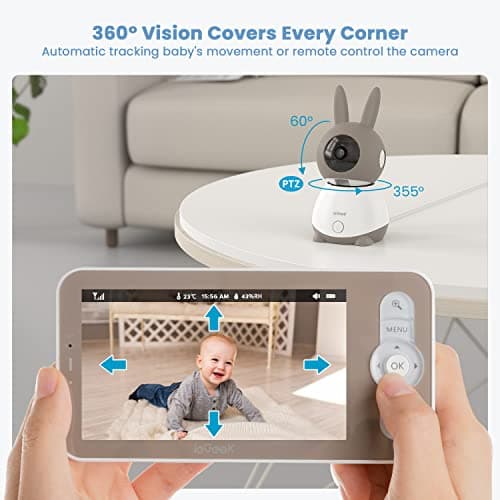 ieGeek 2K Split-Screen Baby Monitor, 5" Audio Baby Monitor with 2 Cameras, WiFi Smartphone Video Dual Camera, Night Vision, Motion & Cry Detection, Two Way Talk Temper &Humidity Sensor 5