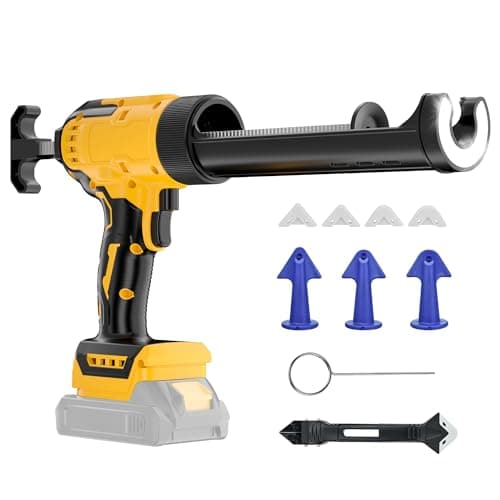 Cordless Caulking Gun Compatible With DeWalt 20V Max Battery(NO Battery) Electric Caulking Gun 10 Oz with Anti-Drip,Auto Retract,LED Light,6 Speed for Filling, Sealing, Repair